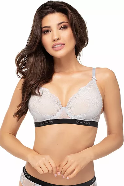 [Zestaw] Biustonosz do karmienia Mama Fancy Soft Light Grey + Figi Mama Fancy Light Grey