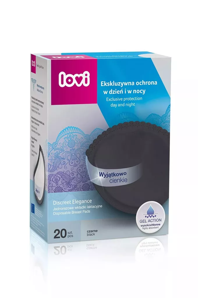 Jednorazowe wkładki laktacyjne 20 szt Discreet Elegance czarne
