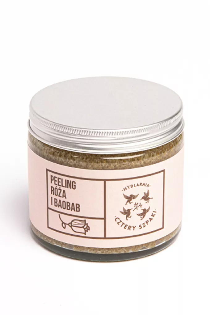 Mydlarnia Cztery Szpaki Peeling Róża i Baobab z cukrem trzcinowym