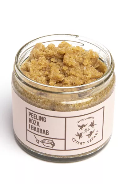 Peeling Róża i Baobab z cukrem trzcinowym Mydlarnia Cztery Szpaki