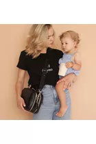 Vera Black 2w1 czarna torebka crossbody dla mamy i do wózka Joissy - na ramienu Mamy