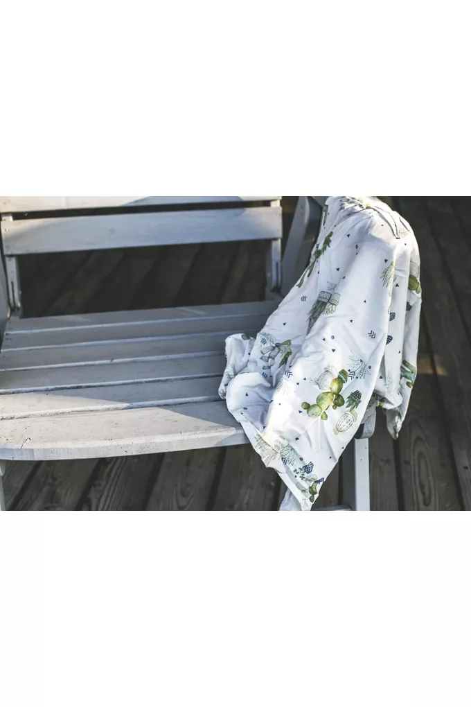 POOFI 2-pak pieluszka bambusowa Tropical 73×73 cm kolor: tukany i gładki
