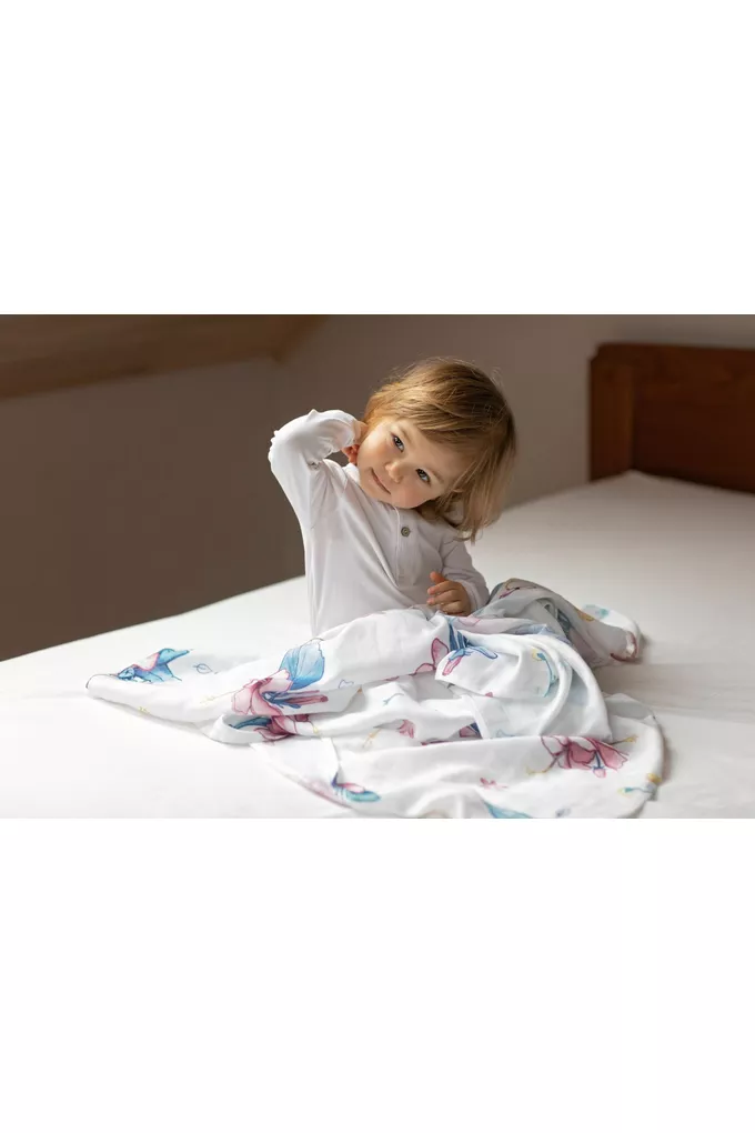 POOFI Pieluszka bambusowa Tropical 73x73cm kolor: tukany