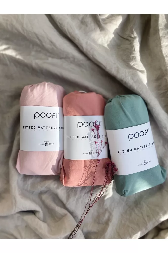 POOFI Prześcieradło Organic&amp;Color 60x120 kolor: herbaciana róża