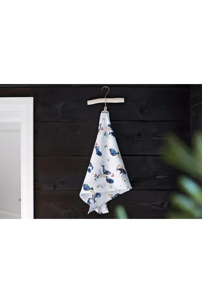POOFI Otulacz bambusowy Ocean 120x120cm kolor: wieloryby