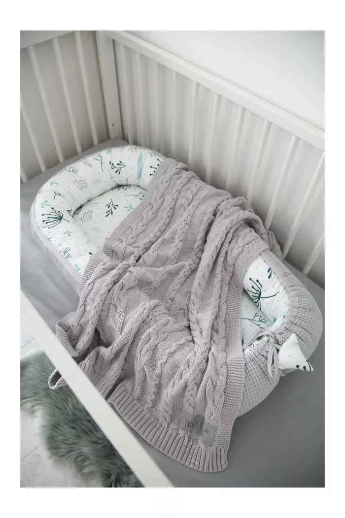 Kocyk bawełniany W Light Grey