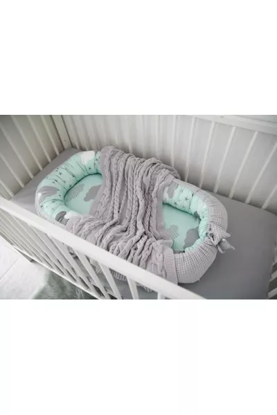 Kocyk niemowlęcy bawełniany W Light Grey