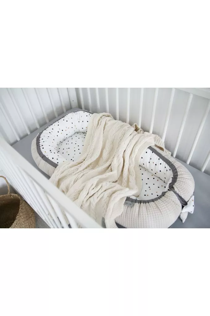 Kokon niemowlęcy Cotton-waffel Confetti &amp; Beige