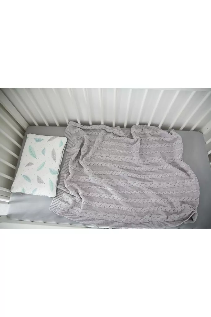 Kocyk bawełniany W Light Grey