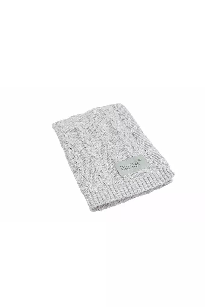 Kocyk bawełniany W Light Grey