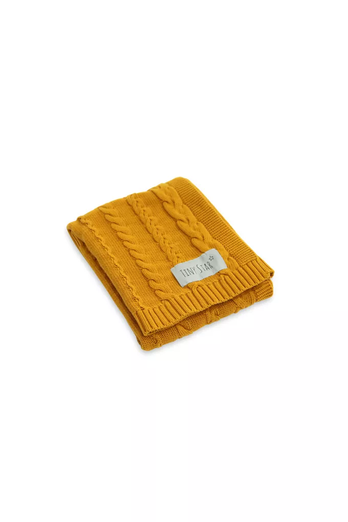 Kocyk bawełniany W Mustard