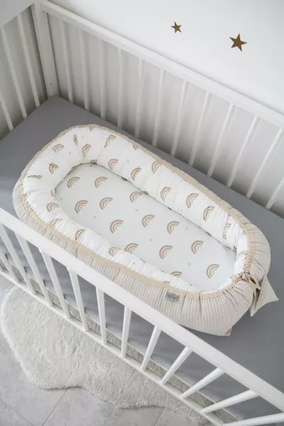 Kokon dla niemowląt Cottonwaffel Rainbow &amp; Beige