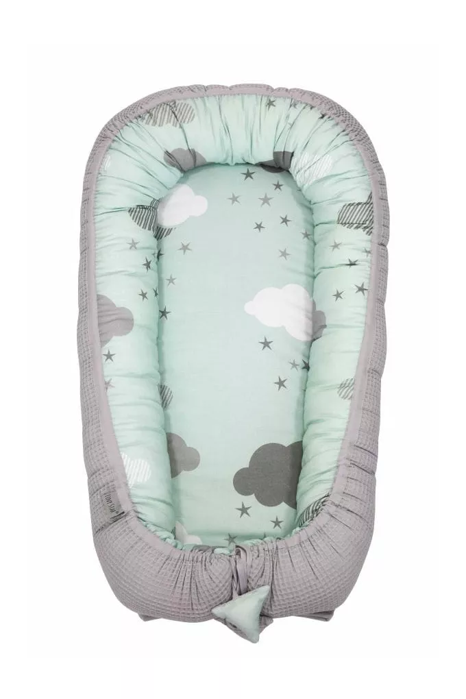 Kokon niemowlęcy Cottonwaffel Grey &amp; Minty Puffs