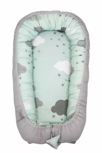 Kokon niemowlęcy Cottonwaffel Grey &amp; Minty Puffs