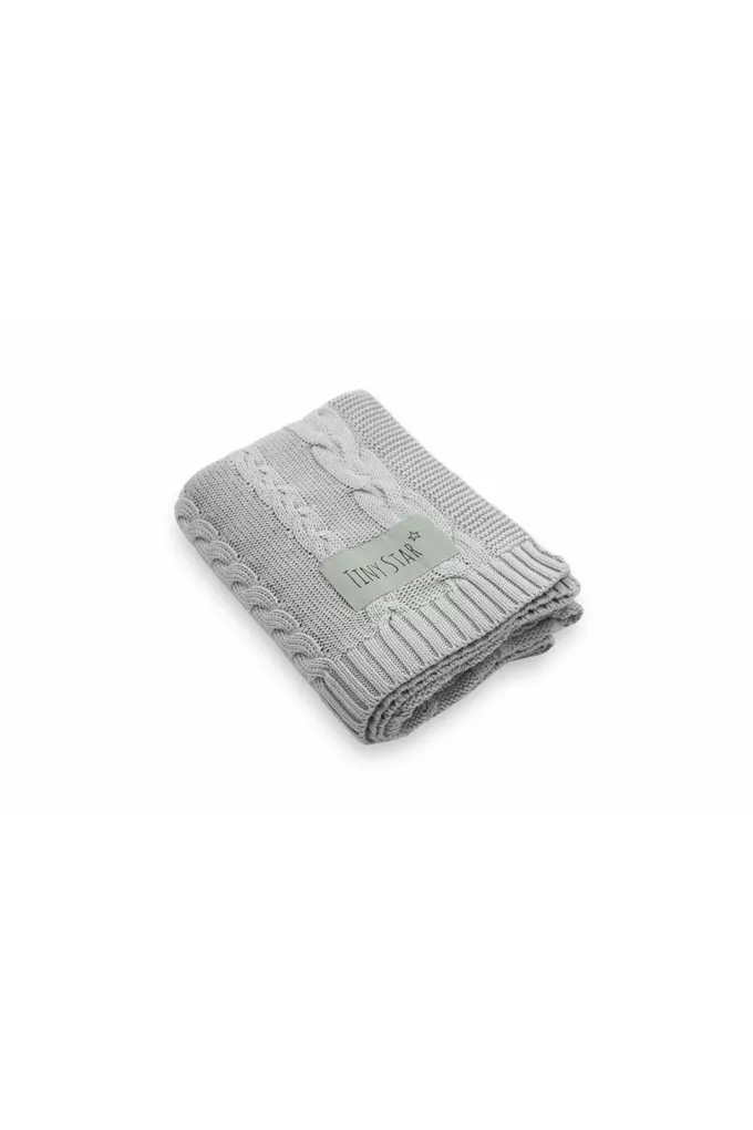 Kocyk bawełniany W Light Grey