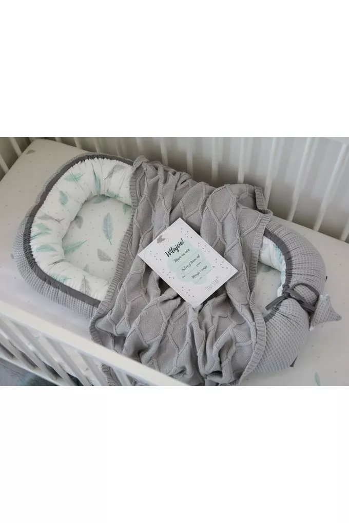 Kokon niemowlęcy Cottonwaffel Grey &amp; Plumes