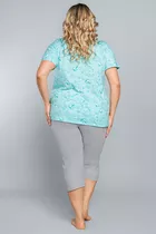 Piżama do karmienia krótki rękaw, spodnie 3/4 Robinia Turquoise