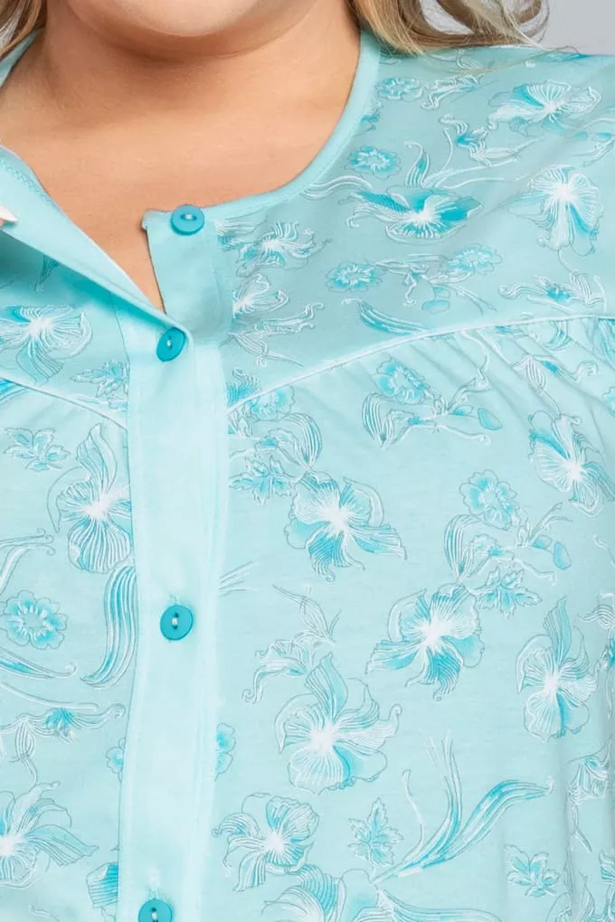 Piżama do karmienia krótki rękaw, spodnie 3/4 Robinia Turquoise