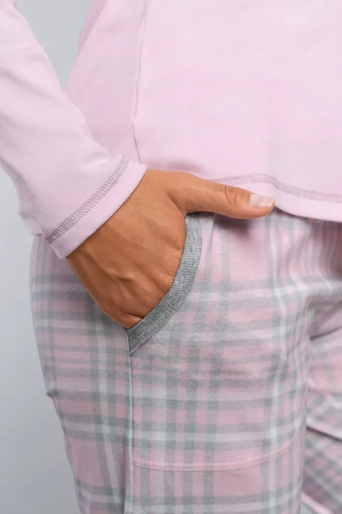 Piżama do karmienia długi rękaw, długie spodnie Dalaja Pink