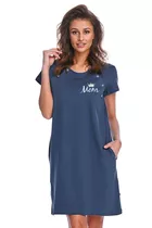 TCB.9992 Dn-nightwear - koszula nocna do karmienia z krótkim rękawem - Rozmiar: XL, Kolor: deep blue