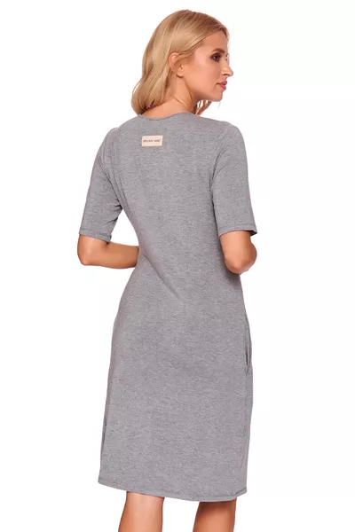 Szara koszula nocna do karmienia z krótkim rękawem dn-nightwear TCB.9116